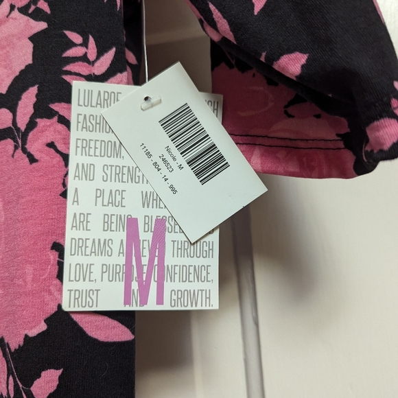 LuLaRoe "Nicole" dress, beautiful black & pink floral print. With Pockets. - Picture 8 of 11